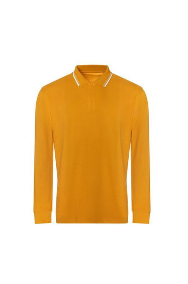 Awdis Mens Tipped Long-Sleeved Polo Shirt - Mustard/White