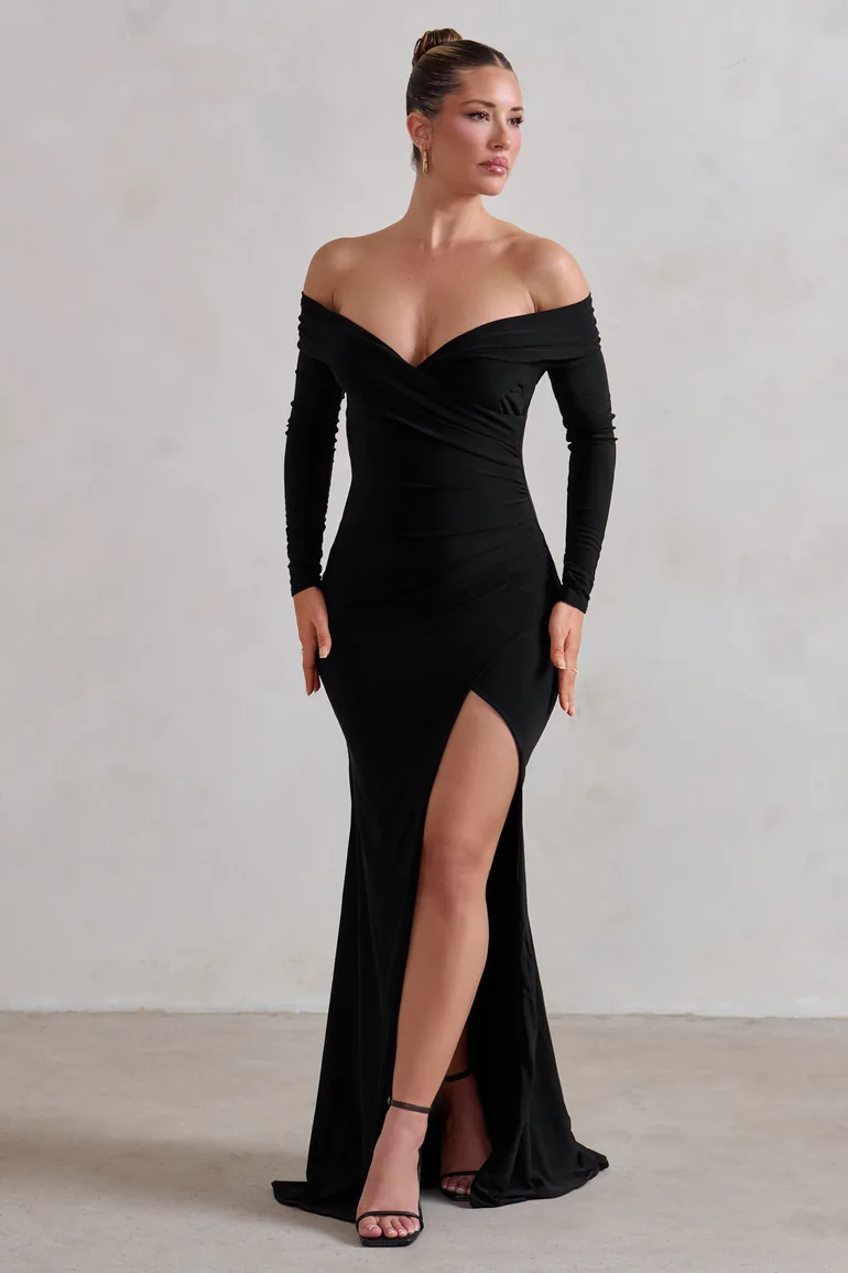 club l london black bardot dress Law of Attraction