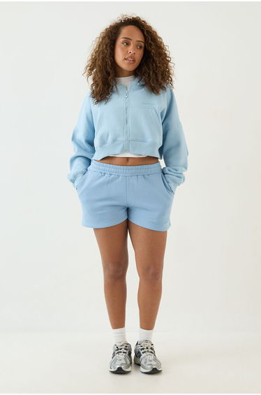 DSGN Studio Boxy Crop Zip Through Hoodie - blue