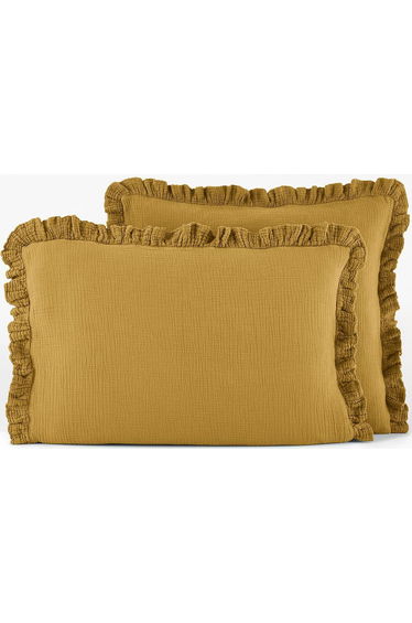 Kumla Plain Ruffle Cotton Muslin Pillowcase