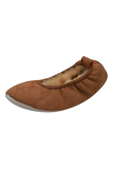 Eastern Counties Leather Womens/Ladies Sheepskin Lined Ballerina Slippers - Chestnut