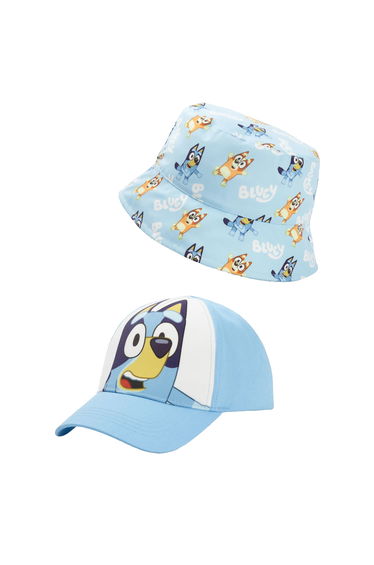 Bluey Childrens/Kids Bucket Hat & Cap Set - Blue/White