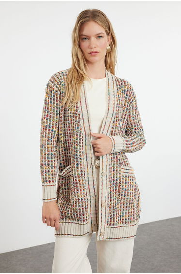 Stone V-Neck Knitwear Cardigan