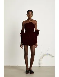 Azura Red Floral Appliqué Mini Dress - 4