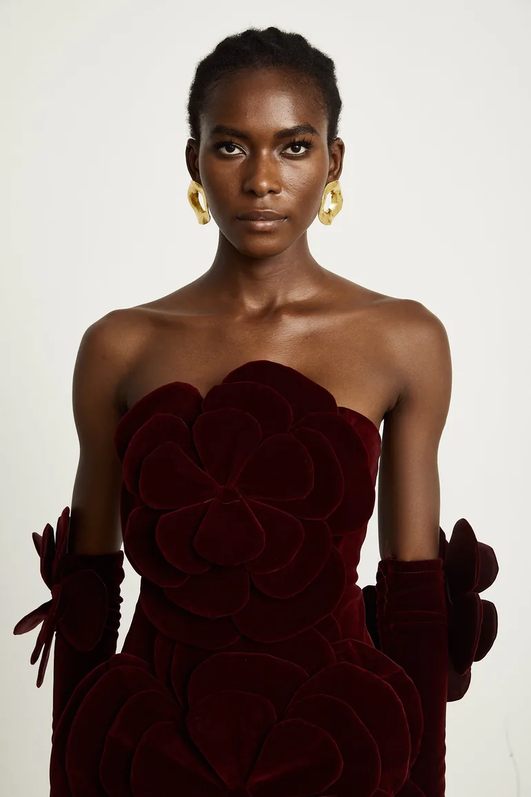 Azura Red Floral Appliqué Mini Dress - 9