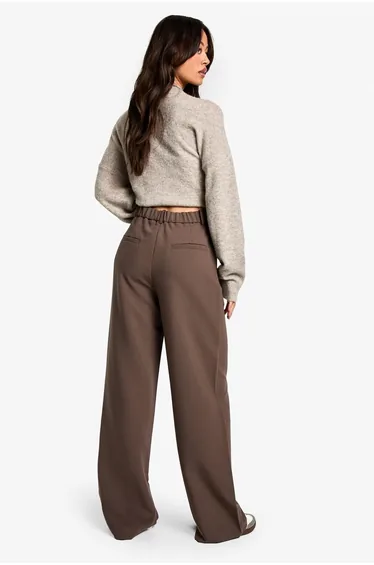 بنطلون بأرجل مستقيمة لون بني - طويلات القامة