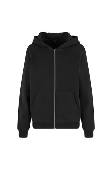 Build Your Brand Womens/Ladies Fluffy Full Zip Hoodie - Black