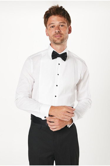 Pleat Front Slim Fit Dress Shirt