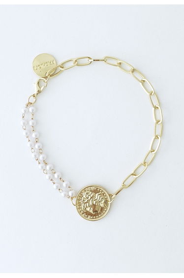 Pearl Golden Coin Paperclip Spliced Bracelet