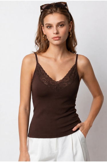 MIXRAY Fitted Viscose Lace Cami Top