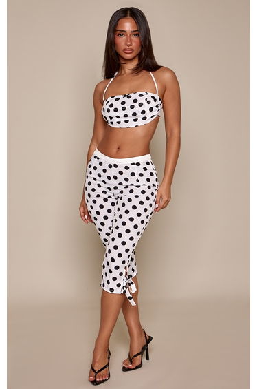 Petite White Polka Dot Tie Back Halterneck Bralette