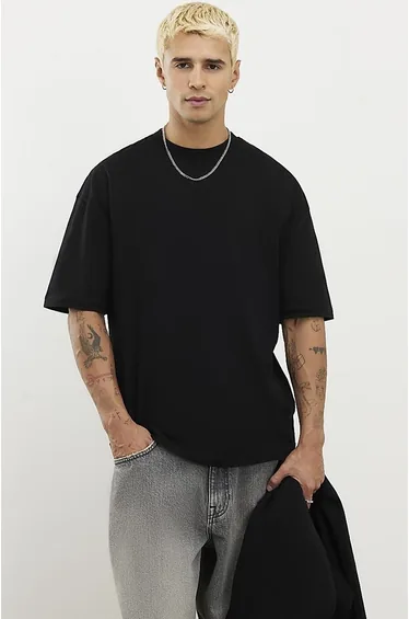 Black Oversized Fit Pack Of 2 T-shirt