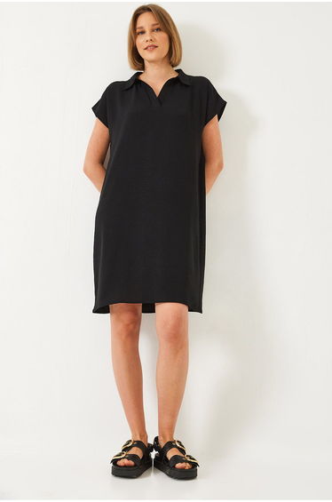 Women's Polo Neck Summer Loose Linen Ayrobin Dress