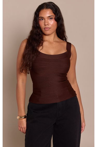 Shape Chocolate Bandage Scoop Neck Top