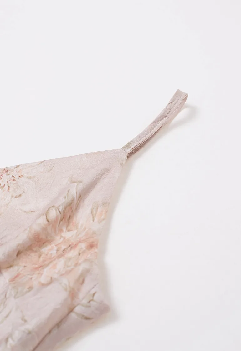 Watercolor Floral Texture Satin Cami Dress in Light Pink - 4