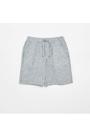 Lightweight Striped Linen Blend Shorts BLUE