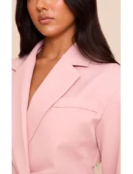 Pale Pink Tailored Cinch Waist Blazer - 3