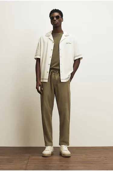 Green Slim Fit Cotton Drawstring Joggers