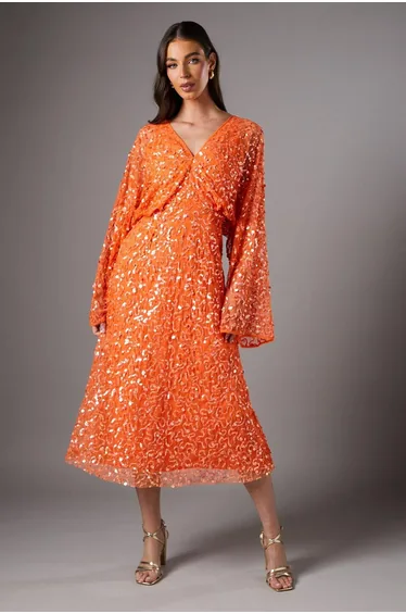 Sequin Batwing Midi Dress