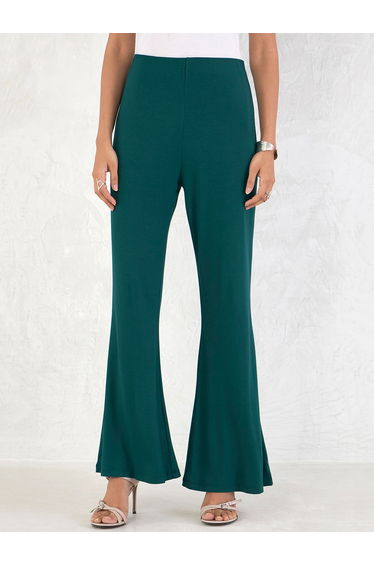 Elastic Waistband Knit Flared Pants