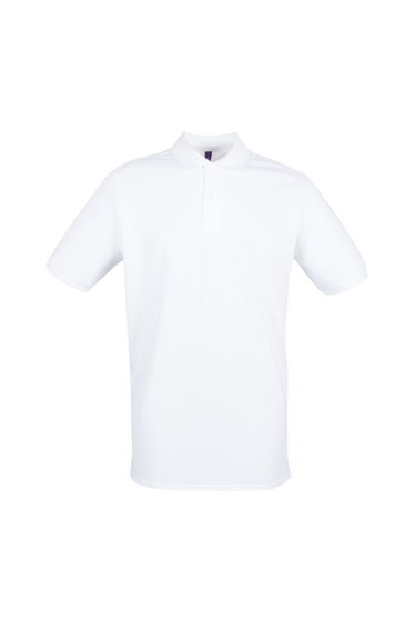 Henbury Mens Modern Fit Cotton Pique Polo Shirt - White