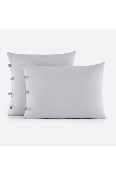Scenario Plain Cotton Pillowcase with Tie Fastening