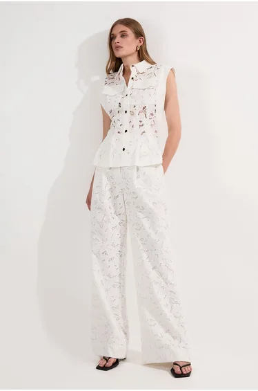 Tall Cutwork Woven Straight Leg Trouser