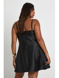 Plus Strappy Bow Front Shift Dress - black - 2