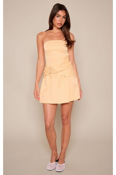 Lemon Stripe Ruched Waist Detail Shift Dress