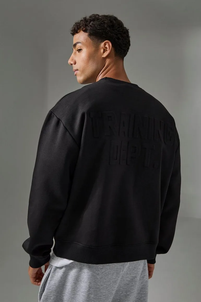 Man Active Training Dept Boxy Embossed Sweatshirt - black - 1