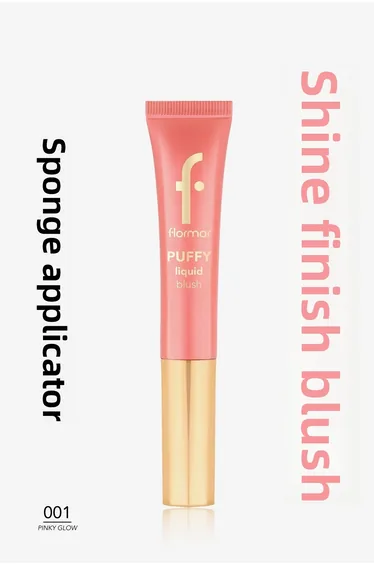 Puffy Moisturizing Effect & Shiny Finish Liquid Blush with Sponge Applicator - 001 Pinky Glow