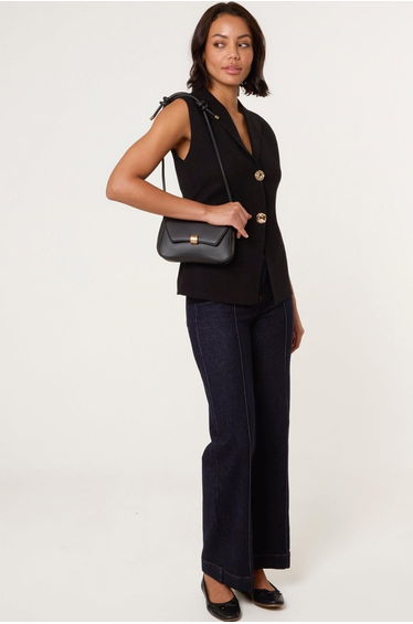 Gold Button Front Tailored Vest