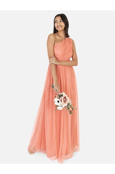 Anaya With Love Recycled Coral One Shoulder Maxi Dress