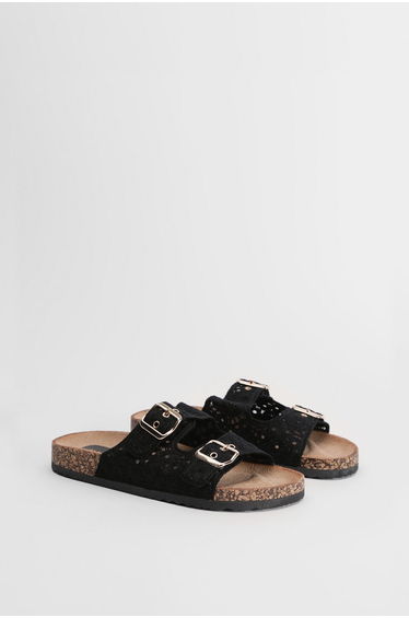 Lorleese Lace Double Boucle Footbed Sandals
