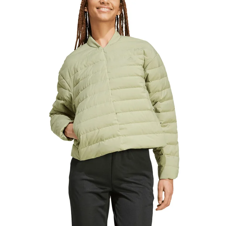 Women's adidas Helionic Light Down Jacket in Green - 3