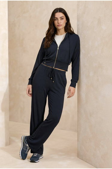 Anthracite Regular Zip-Up Low Arm Long Sleeve Skinny Leg Pique Knitted Bottom-Top Set