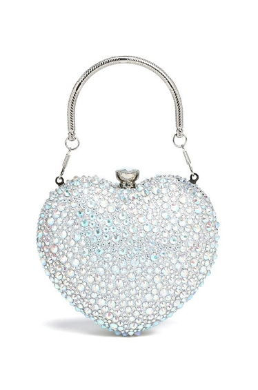 Heart Shaped Rhinestone Clutch Purse
