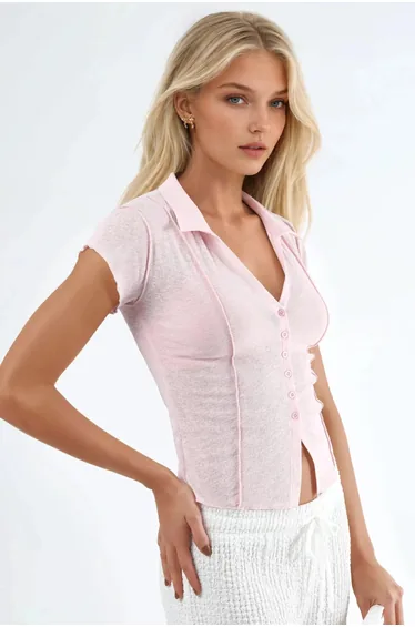 BUSEM Button Down Shirt Collar Blouse