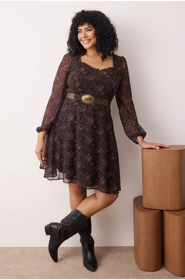 Multicolored Chiffon Mini Woven Plus Size Dress