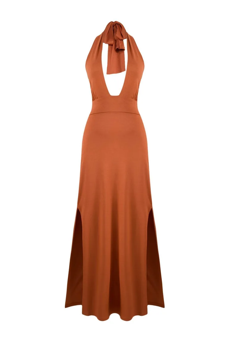 Tile Knitted Maxi Halter Beach Dress - 2