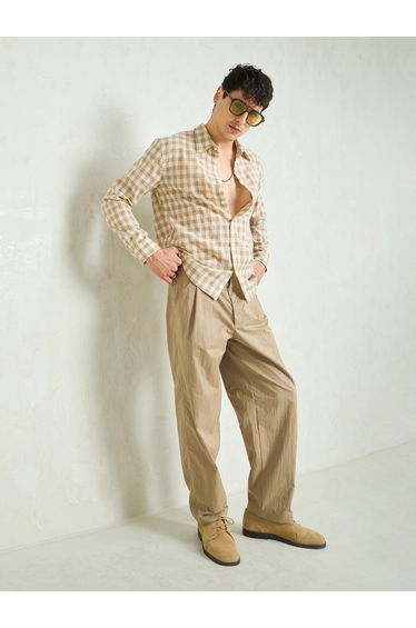 Men Checked Long Sleeve Relaxed Fit Shirt