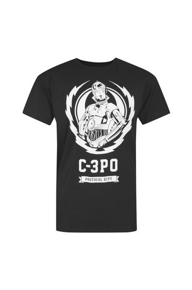 Star Wars Mens C-3PO Crest T-Shirt - Black
