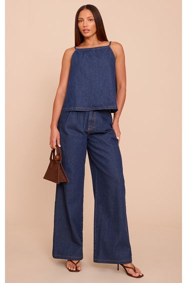 Tall Indigo Floaty Sleeveless Denim Top