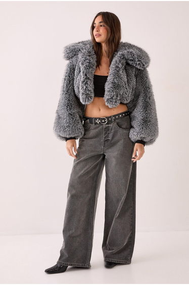 Premium Tipped Natural Faux Fur Bomber