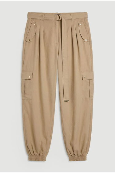 Plus Size Cupro Utility Twill Woven Trouser