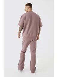 Man Signature Tiger Half Sleeve Gusset Tracksuit - mauve - 1