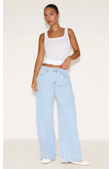 Light Blue Mid Waisted Denim Jeans