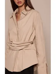 قميص بيج بأكمام طويلة - 3