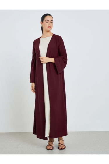 Women Burgundy Solid Abaya