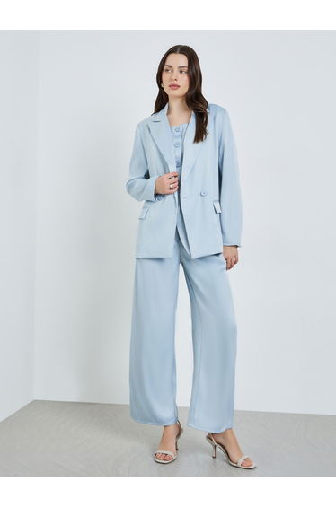 Women Blue Regular Fit Double-Breasted Blazer
